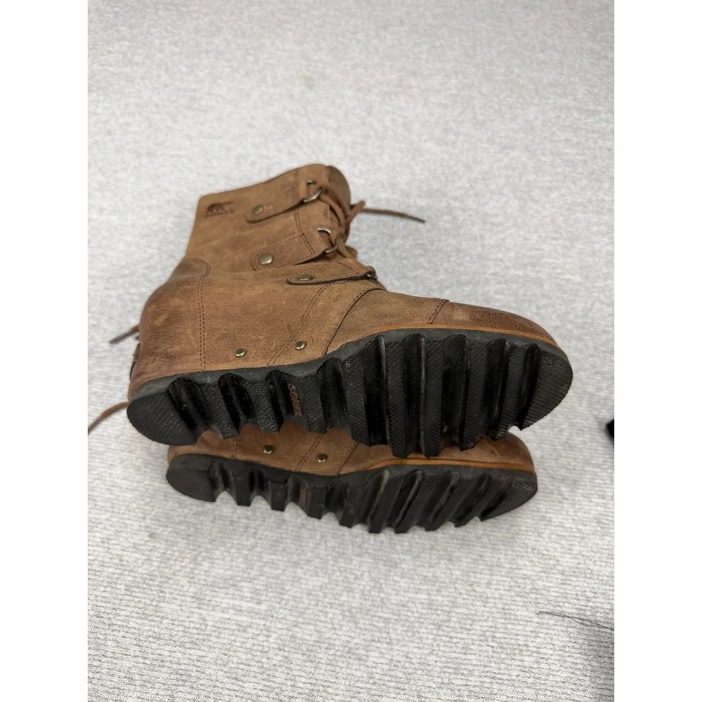 Sorel‎ Joan of Arctic Wedge II Brown Leather Lace Up Ankle Boots Womens 8 NL2305